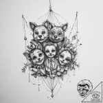 Strings with puppets, concept art for tattoo,… – tattoo sketch (№1755793857_0, 21.08.2025 16:30) — tattoovalue.net