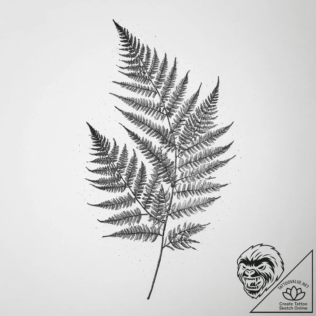 Fern, tattoo sketch design, dotwork tattoo st... - tattoo sketch (№1755794055_0, 21.08.2025 16:34) — tattoovalue.net