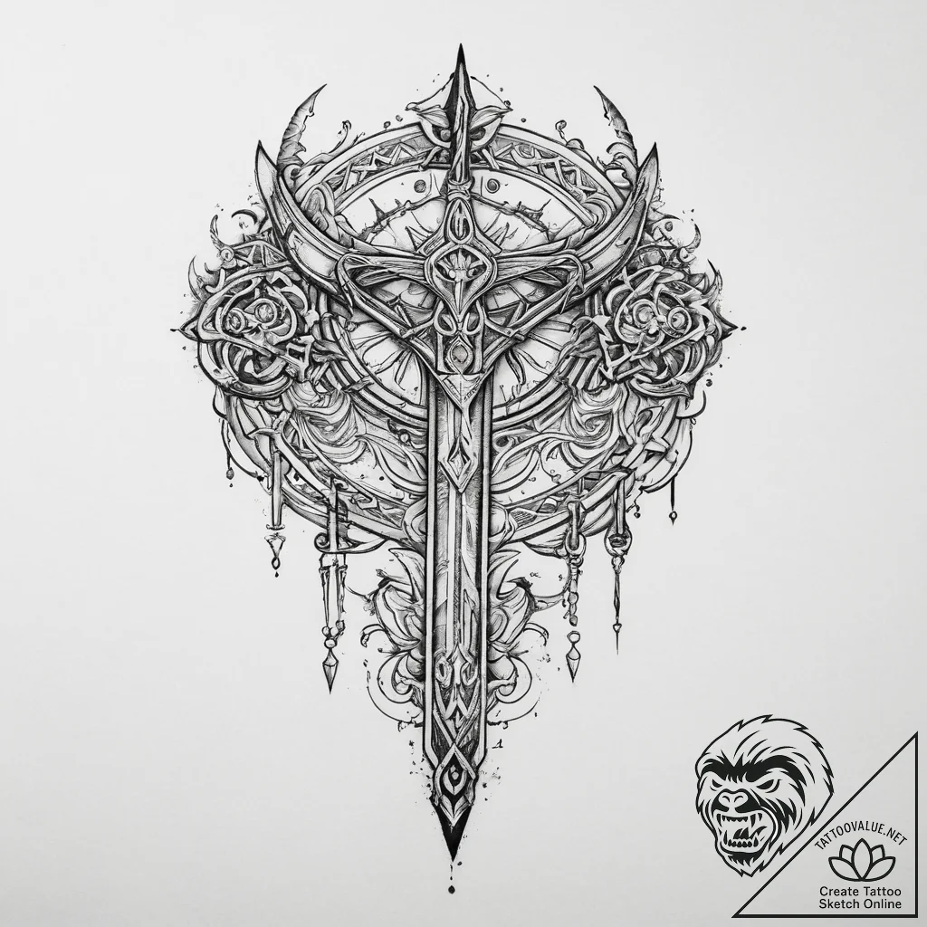 Tattoo design: a depiction of the forging of... - tattoo sketch (№1755794664_0, 21.08.2025 16:44) — tattoovalue.net