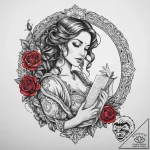 Tattoo design a graceful virgo maiden, holdin… – tattoo sketch (№1755795851_0, 21.08.2025 17:04) — tattoovalue.net