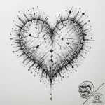 Tattoo design a stylized pixelated heart brea… – tattoo sketch (№1755796259_0, 21.08.2025 17:10) — tattoovalue.net