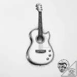 Guitar, tattoo line art, on a clean white pap… – tattoo sketch (№1755796654_0, 21.08.2025 17:17) — tattoovalue.net