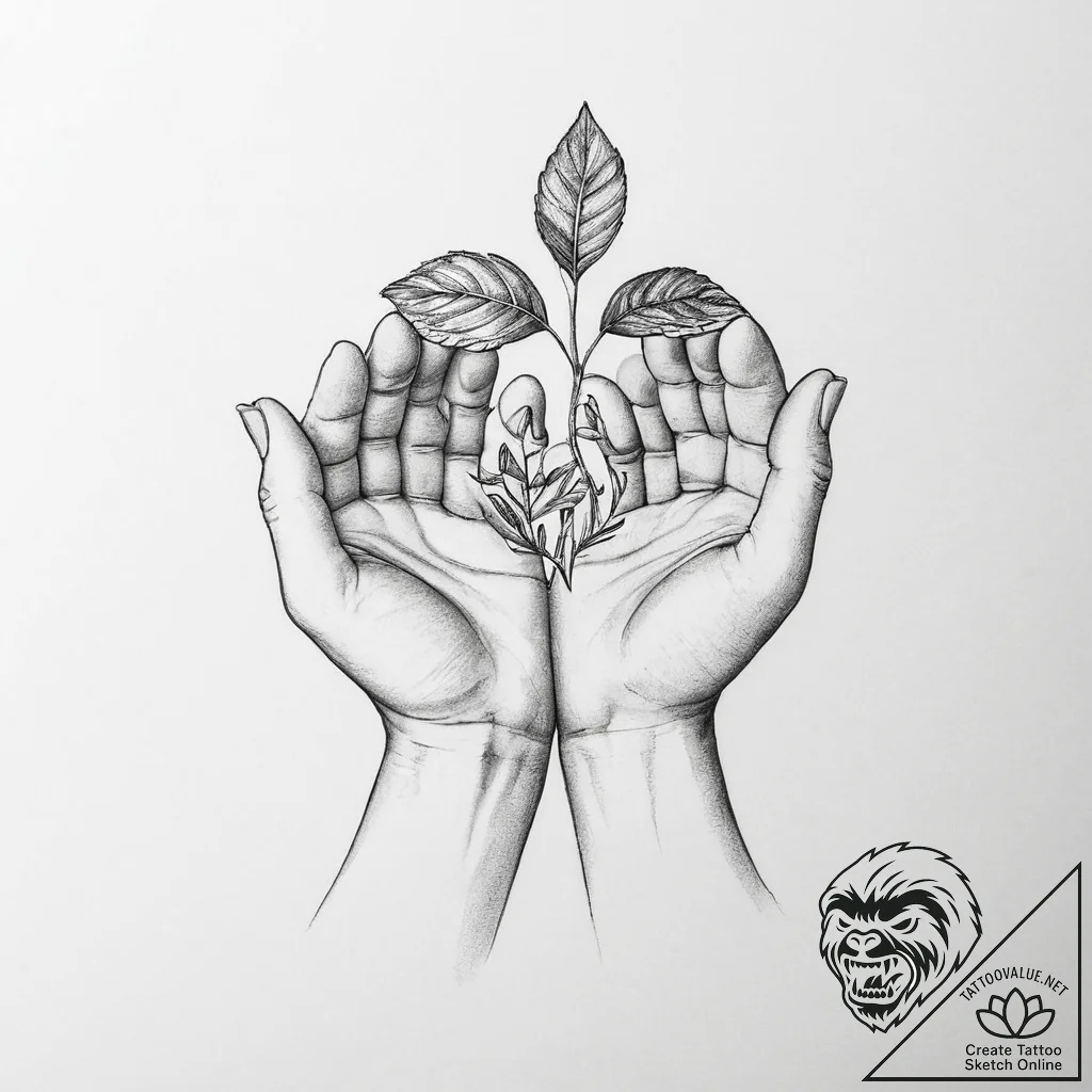 Tattoo sketch a small sapling growing from a... - tattoo sketch (№1755797050_0, 21.08.2025 17:24) — tattoovalue.net