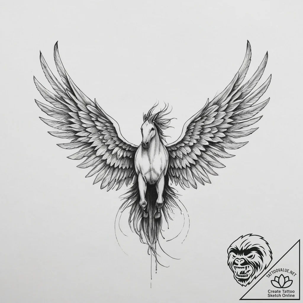 Tattoo sketch pegasus wings, tattoo drawing o... - tattoo sketch (№1755798081_0, 21.08.2025 17:41) — tattoovalue.net