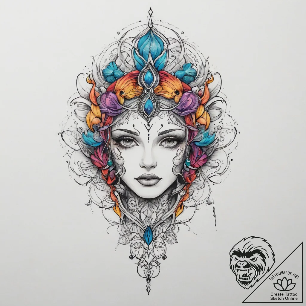 Tattoo sketch mystical tale, artistic tattoo... - tattoo sketch (№1755799066_0, 21.08.2025 17:57) — tattoovalue.net