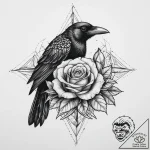 Tattoo sketch goth crow with a rose, tattoo f… – tattoo sketch (№1755801051_0, 21.08.2025 18:30) — tattoovalue.net