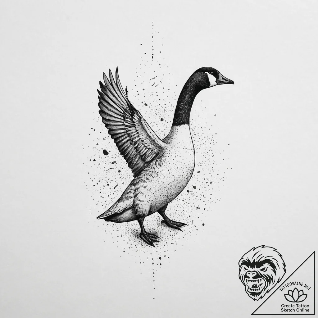 Tattoo sketch puns a goose that says "i'm a g... - tattoo sketch (№1755801642_0, 21.08.2025 18:40) — tattoovalue.net