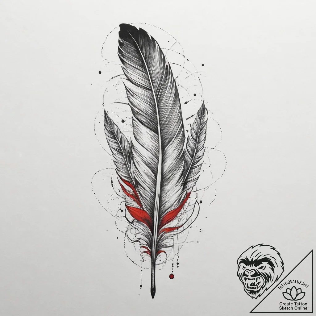 Tattoo sketch sensual wrist with a feather, t... - tattoo sketch (№1755802841_0, 21.08.2025 19:00) — tattoovalue.net