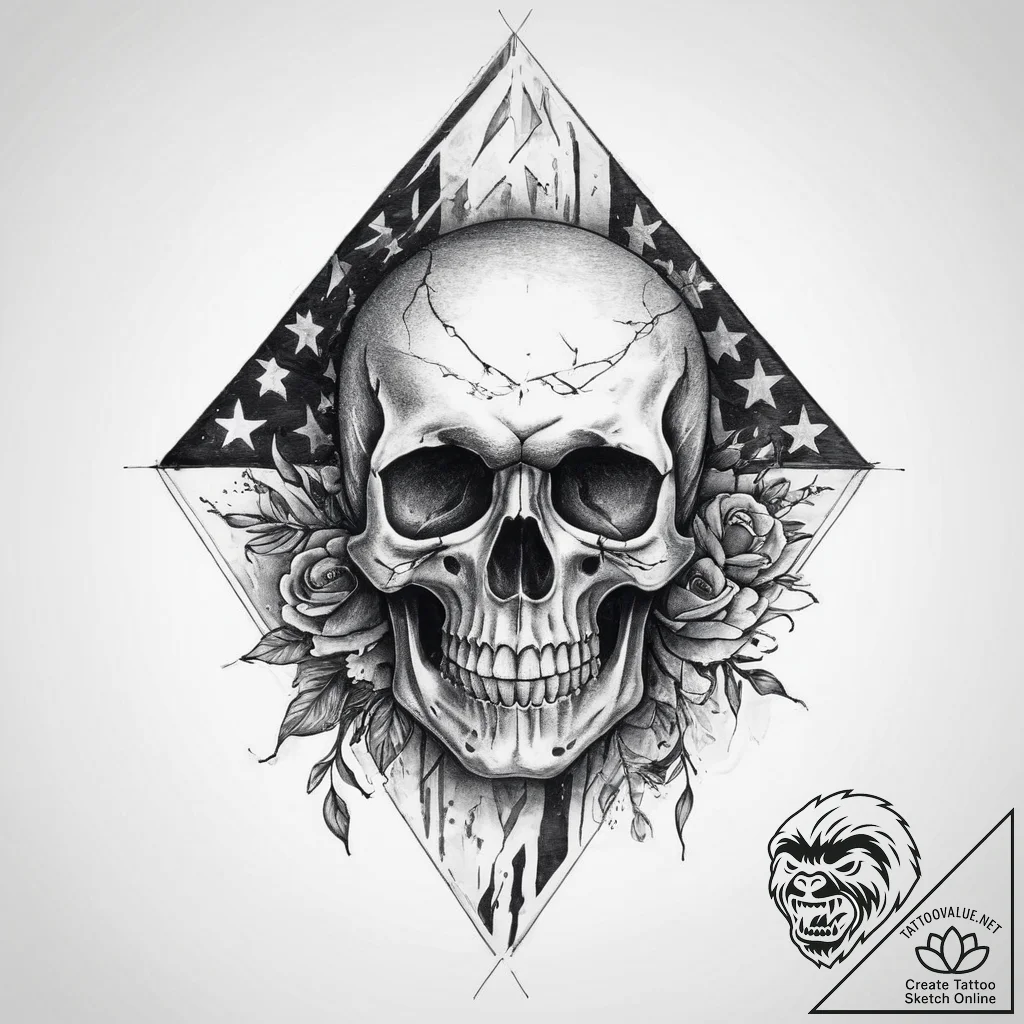 Tattoo sketch flag with a skull - tattoo sketch (№1755803438_0, 21.08.2025 19:10) — tattoovalue.net