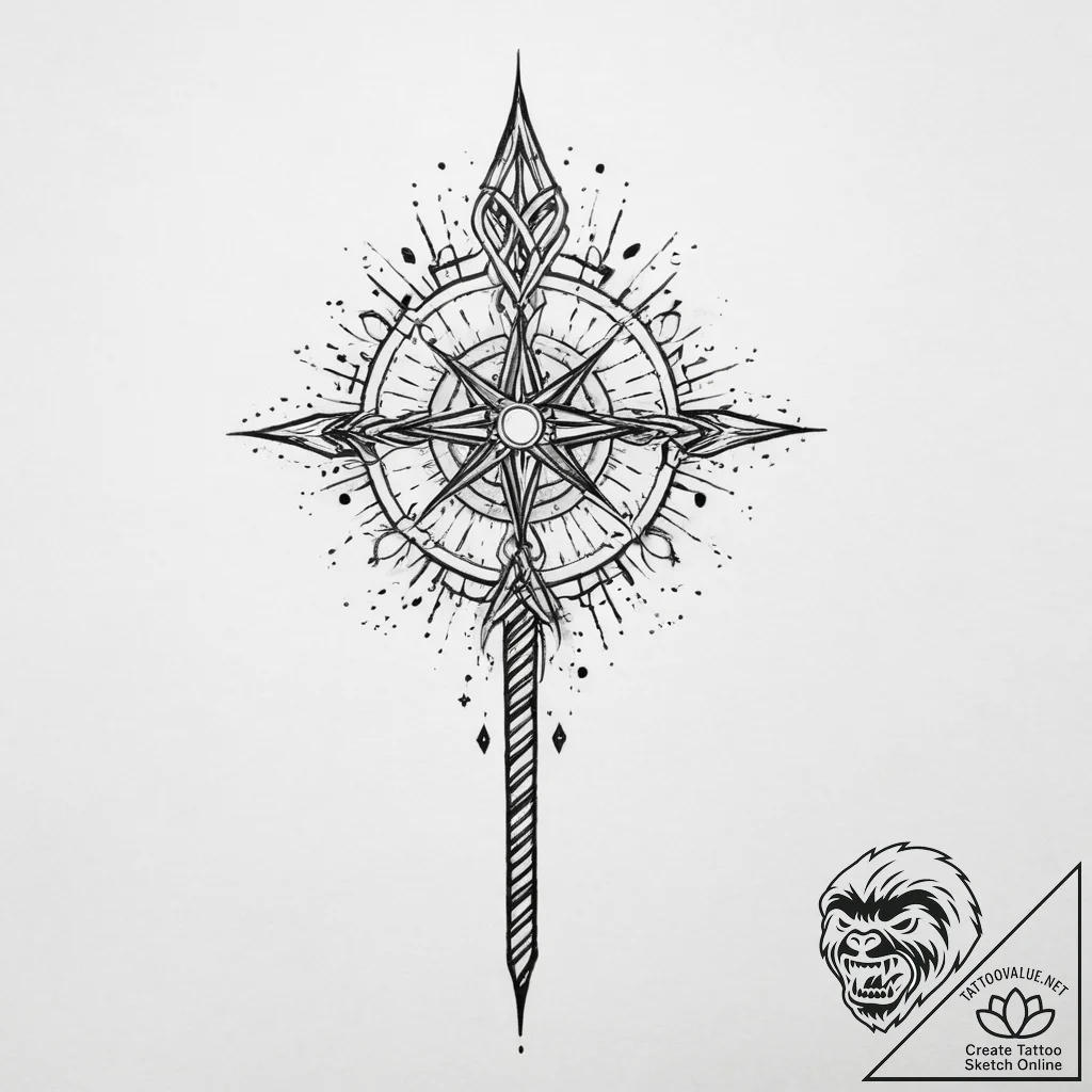 Tattoo sketch magic wand, concept art for tat... - tattoo sketch (№1755803634_0, 21.08.2025 19:13) — tattoovalue.net
