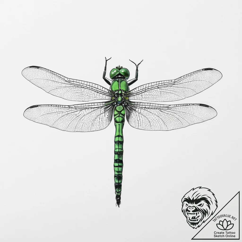 Tattoo sketch green darner dragonfly - tattoo sketch (№1755804632_0, 21.08.2025 19:30) — tattoovalue.net