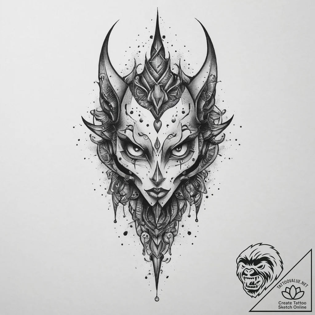 Tattoo sketch changeling, ink illustration fo... - tattoo sketch (№1755804829_0, 21.08.2025 19:33) — tattoovalue.net