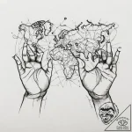 Tattoo sketch hands with a map, tattoo flash… – tattoo sketch (№1755805036_0, 21.08.2025 19:37) — tattoovalue.net