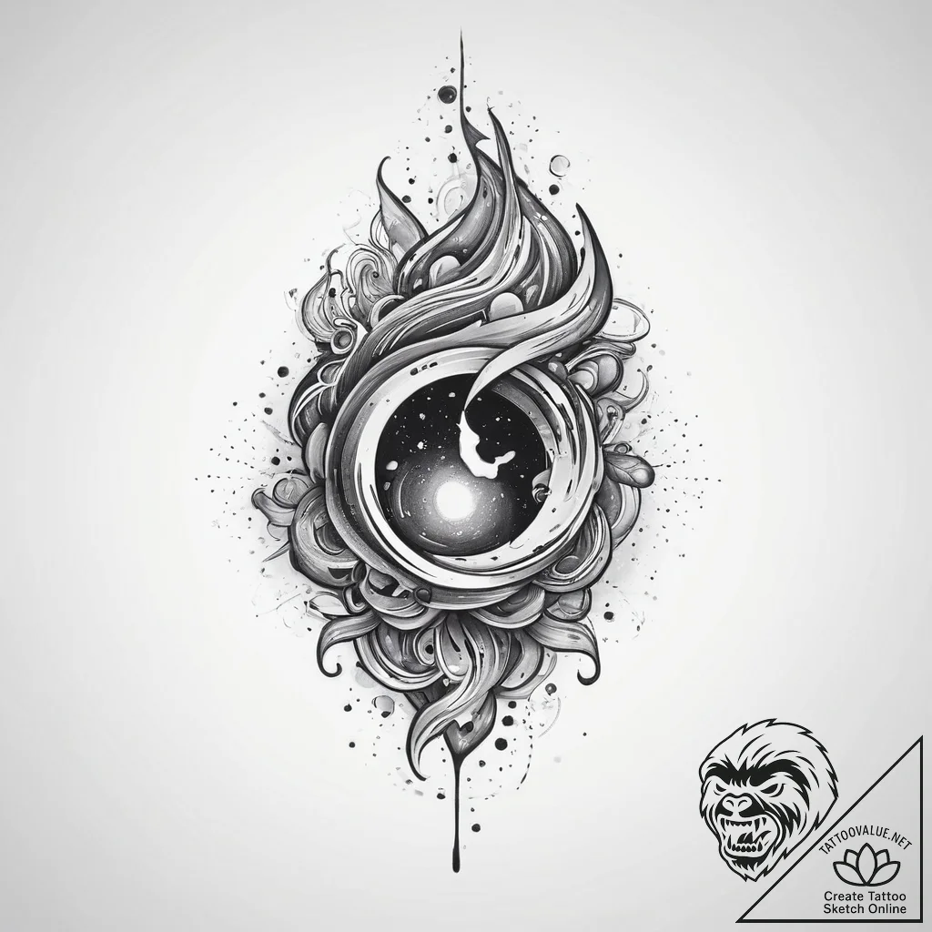 Tattoo sketch cosmic portrayal, concept art f... - tattoo sketch (№1755805235_0, 21.08.2025 19:40) — tattoovalue.net