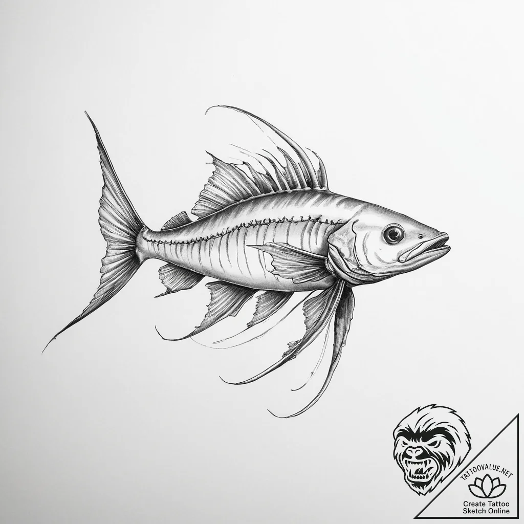 Tattoo sketch oarfish - tattoo sketch (№1755806230_0, 21.08.2025 19:57) — tattoovalue.net