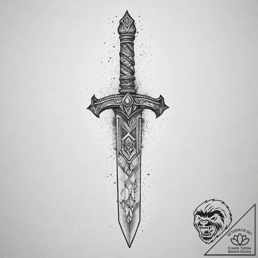 Tattoo sketch gladiator sword, tattoo line ar... - tattoo sketch (№1755806837_0, 21.08.2025 20:07) — tattoovalue.net