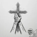 Tattoo sketch hands with a cross – tattoo sketch (№1755807242_0, 21.08.2025 20:14) — tattoovalue.net