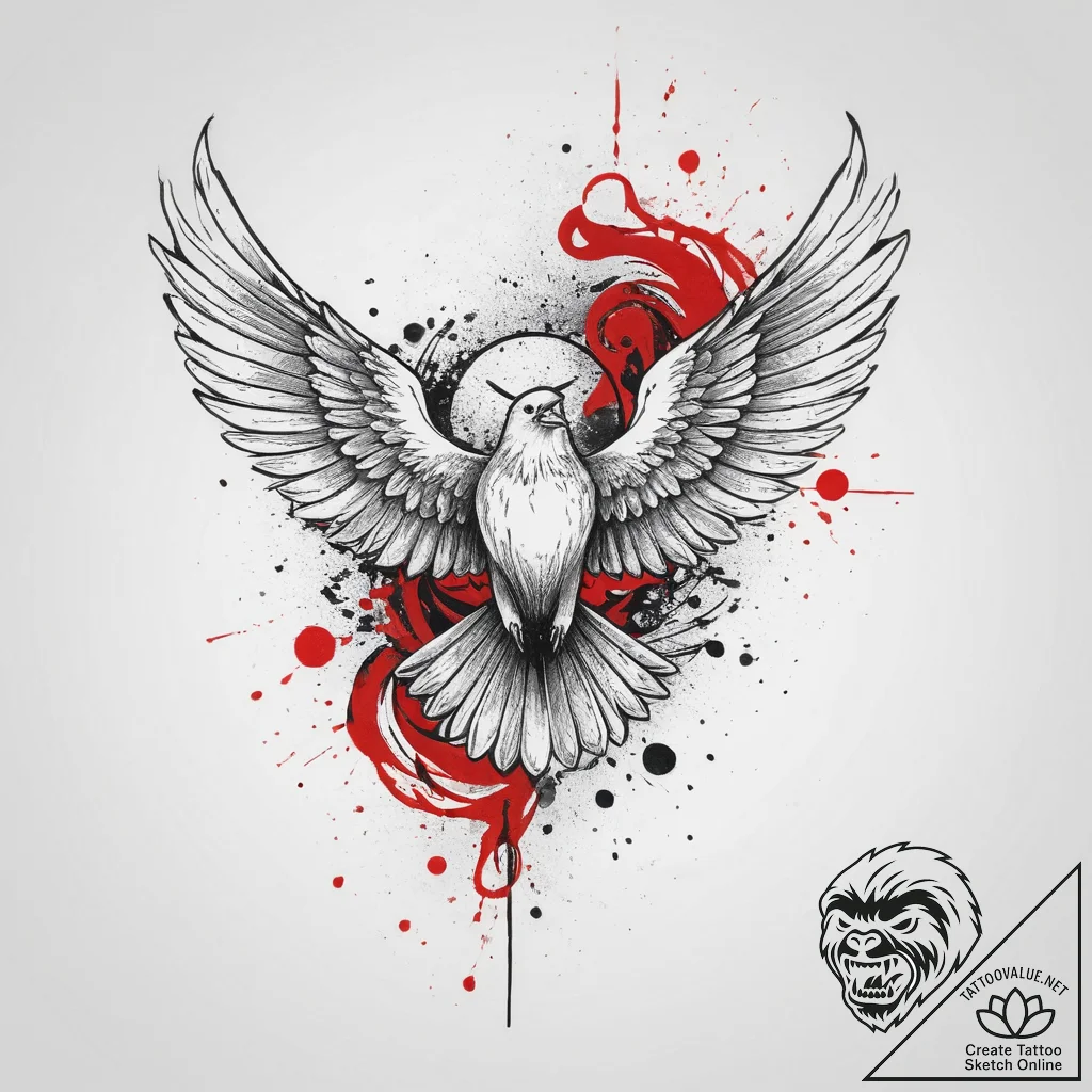 Tattoo sketch holy spirit descending, tattoo... - tattoo sketch (№1755807445_0, 21.08.2025 20:17) — tattoovalue.net