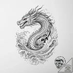 Tattoo sketch water dragon wave, tattoo flash… – tattoo sketch (№1755807643_0, 21.08.2025 20:20) — tattoovalue.net