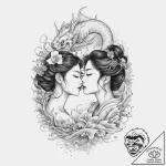 Tattoo sketch romantic kiss silhouette, tatto… – tattoo sketch (№1755808445_0, 21.08.2025 20:34) — tattoovalue.net
