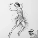 Tattoo sketch roaring twenties with a dancer – tattoo sketch (№1755809252_0, 21.08.2025 20:47) — tattoovalue.net