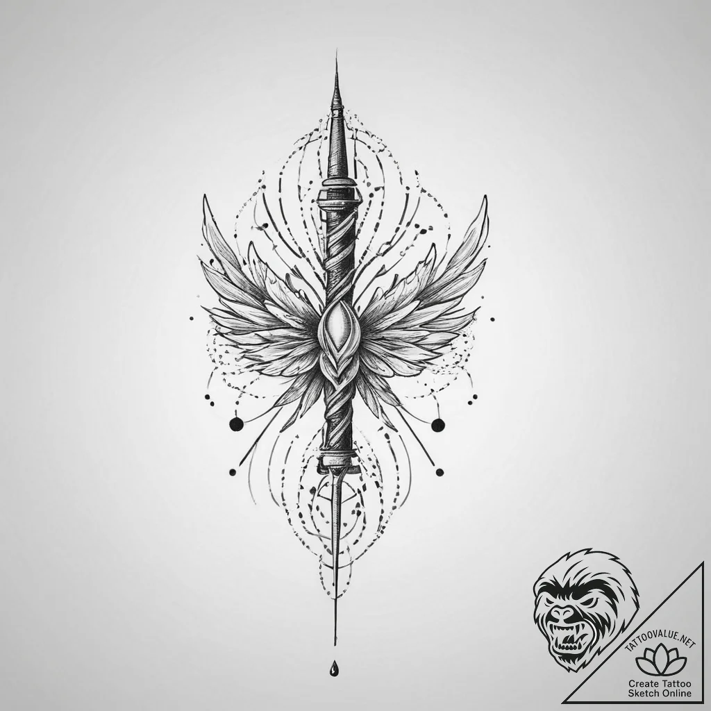 Tattoo sketch needle, ink illustration for ta... - tattoo sketch (№1755810052_0, 21.08.2025 21:00) — tattoovalue.net