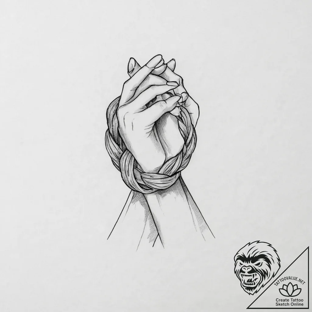 Tattoo sketch hands with a knot - tattoo sketch (№1755810250_0, 21.08.2025 21:04) — tattoovalue.net