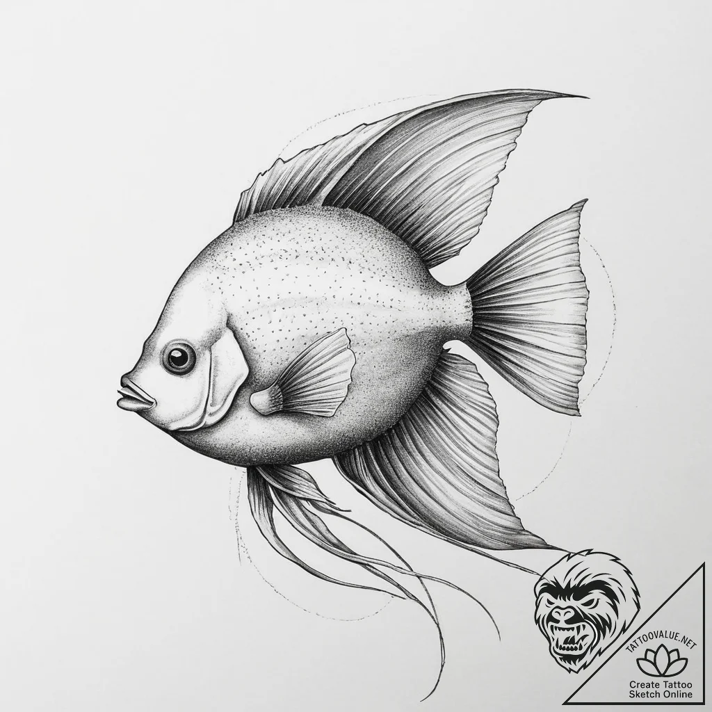Tattoo sketch angelfish, tattoo sketch design... - tattoo sketch (№1755810448_0, 21.08.2025 21:07) — tattoovalue.net