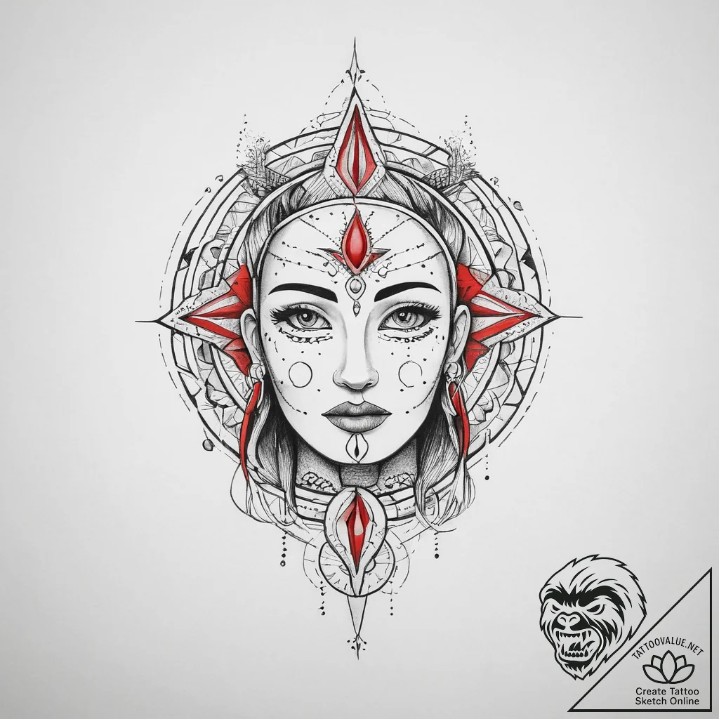 Tattoo sketch shamanic healer, tattoo drawing... - tattoo sketch (№1755812244_0, 21.08.2025 21:37) — tattoovalue.net