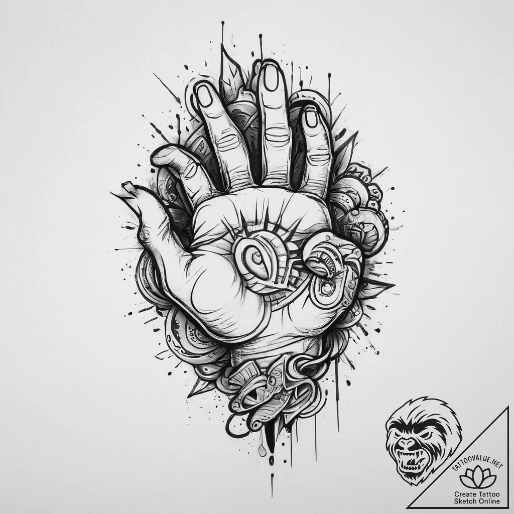 Tattoo sketch hands with a pen, ink illustrat... - tattoo sketch (№1755812845_0, 21.08.2025 21:47) — tattoovalue.net