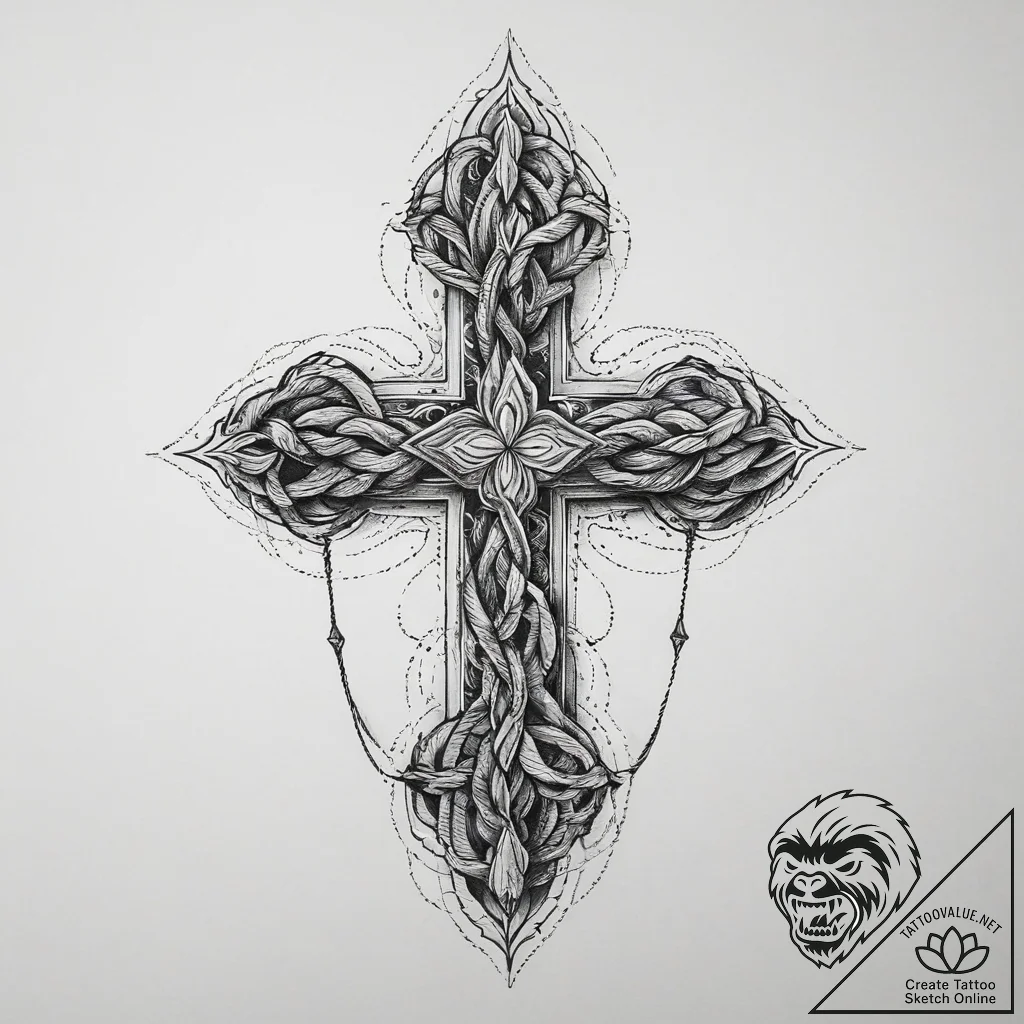 Tattoo sketch rope, artistic tattoo sketch, b... - tattoo sketch (№1755813245_0, 21.08.2025 21:54) — tattoovalue.net