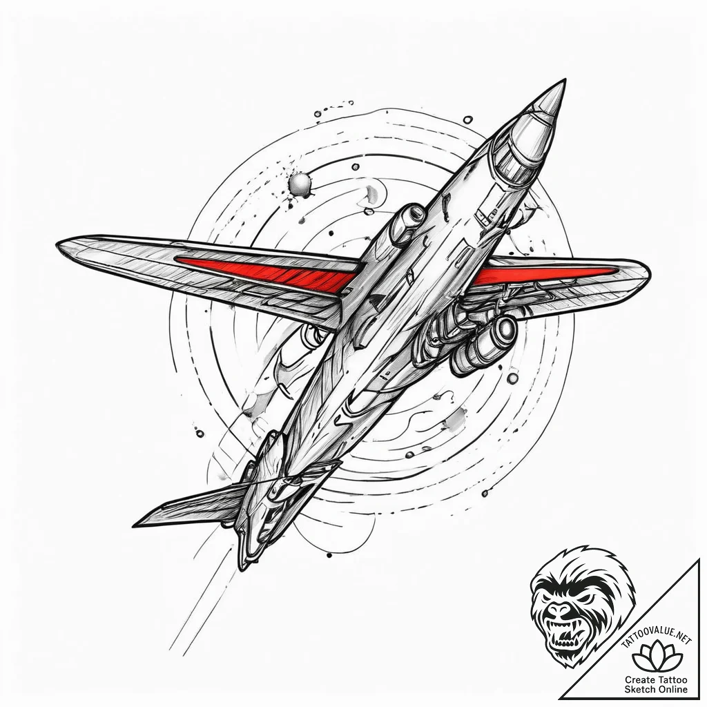 Tattoo sketch cosmic plane, tattoo flash shee... - tattoo sketch (№1755815635_0, 21.08.2025 22:33) — tattoovalue.net