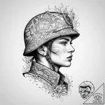 Tattoo sketch soldier with a map, ink illustr… – tattoo sketch (№1755816036_0, 21.08.2025 22:40) — tattoovalue.net