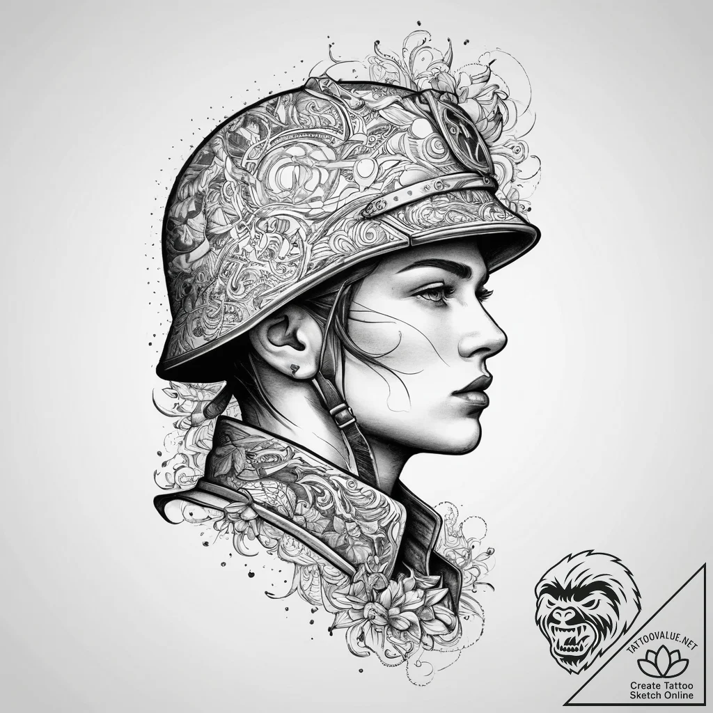 Tattoo sketch soldier with a map, ink illustr... - tattoo sketch (№1755816036_0, 21.08.2025 22:40) — tattoovalue.net