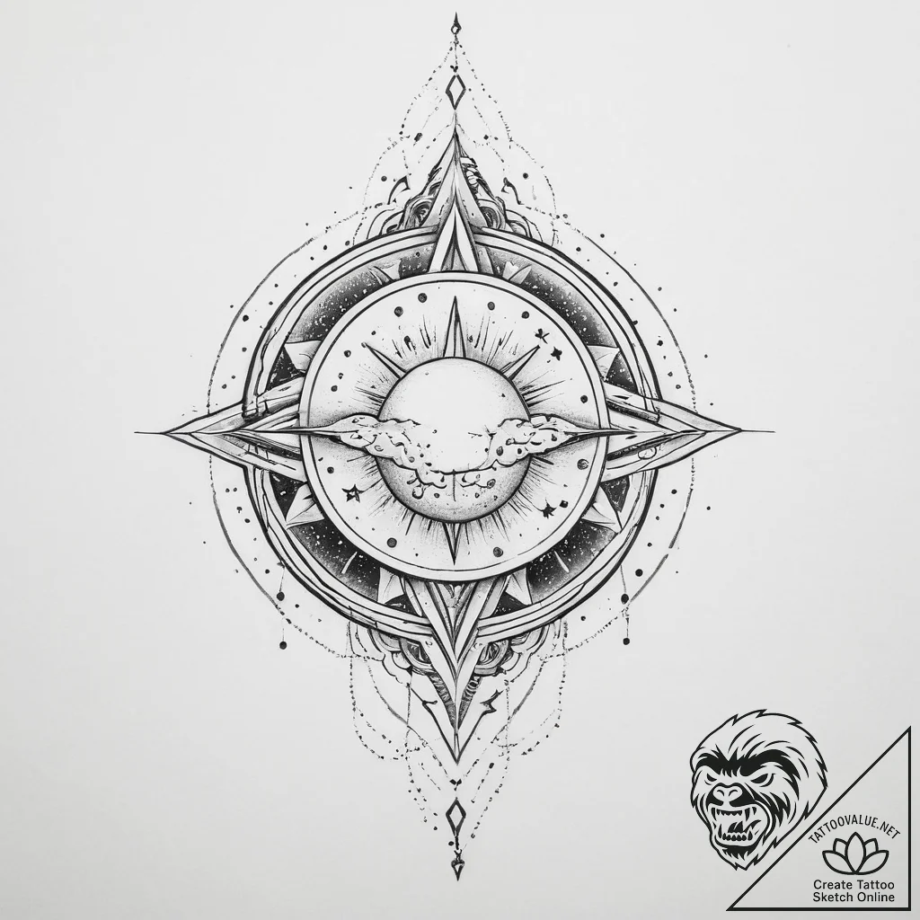 Tattoo sketch cosmic foundation - tattoo sketch (№1755817038_0, 21.08.2025 22:57) — tattoovalue.net