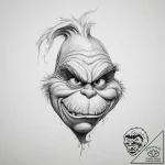 Tattoo sketch the grinch with a foot – tattoo sketch (№1755818437_0, 21.08.2025 23:20) — tattoovalue.net