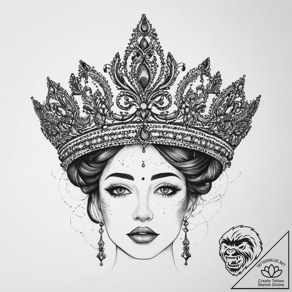Tattoo sketch tiara, tattoo sketch design, bl... - tattoo sketch (№1755819051_0, 21.08.2025 23:30) — tattoovalue.net