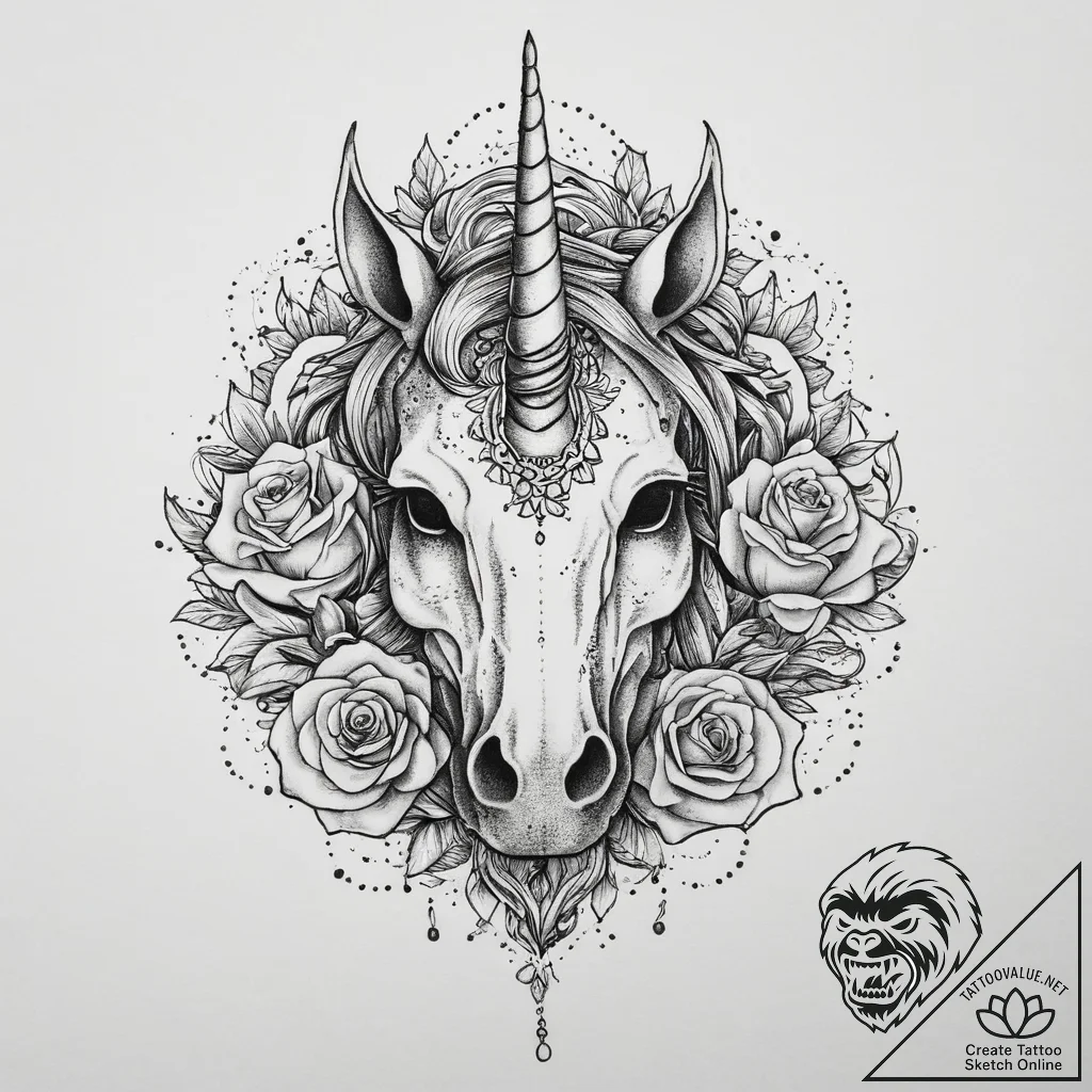 Tattoo sketch unicorn tattoo, artistic tattoo... - tattoo sketch (№1755821079_0, 22.08.2025 00:04) — tattoovalue.net