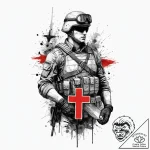 Tattoo sketch soldier with a book, concept ar… – tattoo sketch (№1755821277_0, 22.08.2025 00:07) — tattoovalue.net