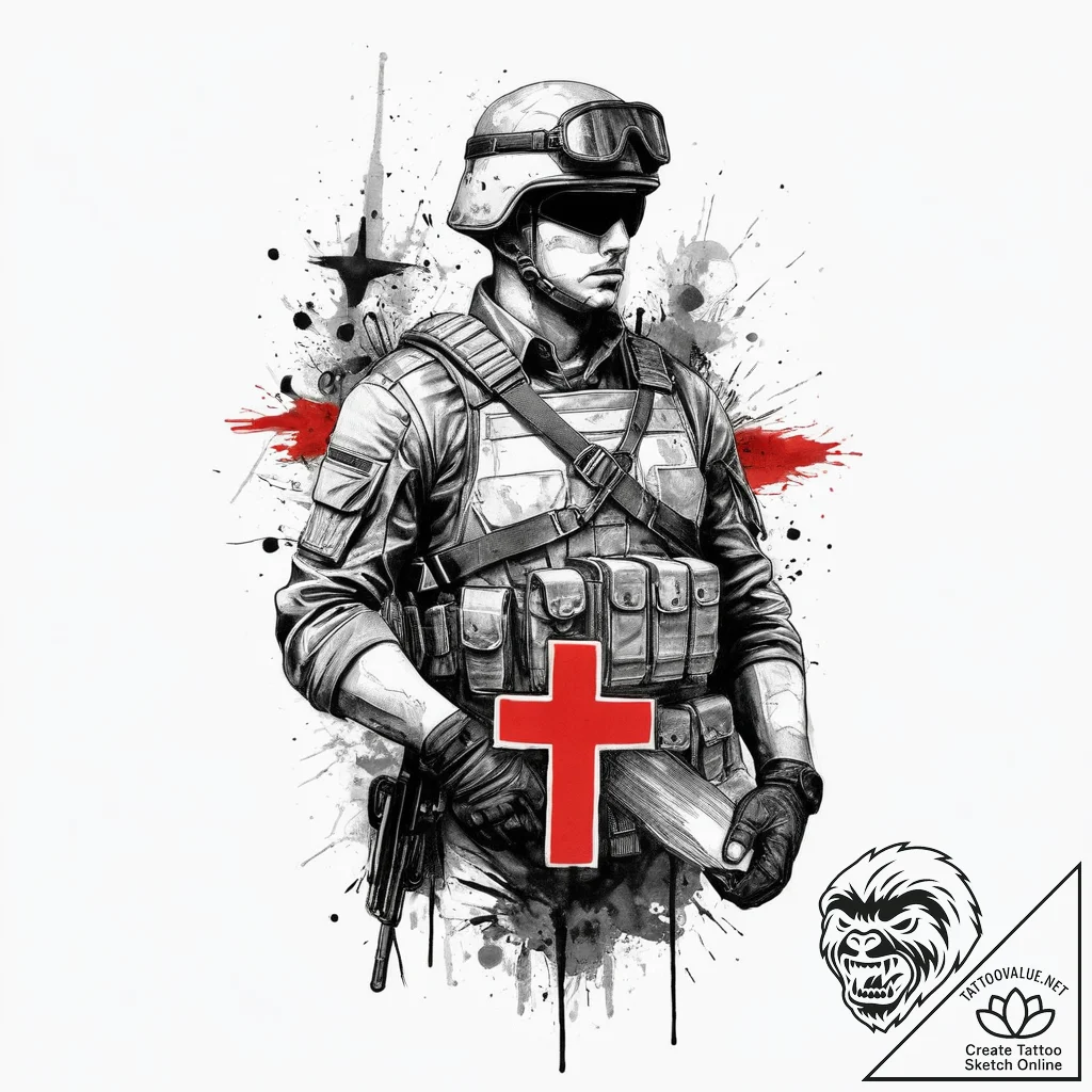 Tattoo sketch soldier with a book, concept ar... - tattoo sketch (№1755821277_0, 22.08.2025 00:07) — tattoovalue.net