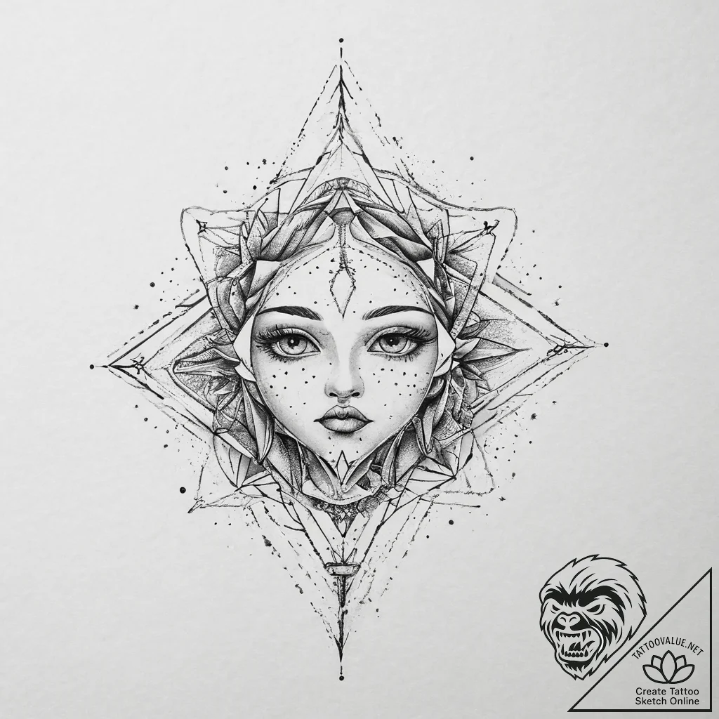 Tattoo sketch cosmic character, artistic tatt... - tattoo sketch (№1755824883_0, 22.08.2025 01:08) — tattoovalue.net