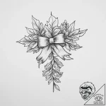 Tattoo sketch mistletoe with a bow, tattoo li… – tattoo sketch (№1755826092_0, 22.08.2025 01:28) — tattoovalue.net