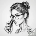 Tattoo sketch scientist a person with a micro… – tattoo sketch (№1755826291_0, 22.08.2025 01:31) — tattoovalue.net