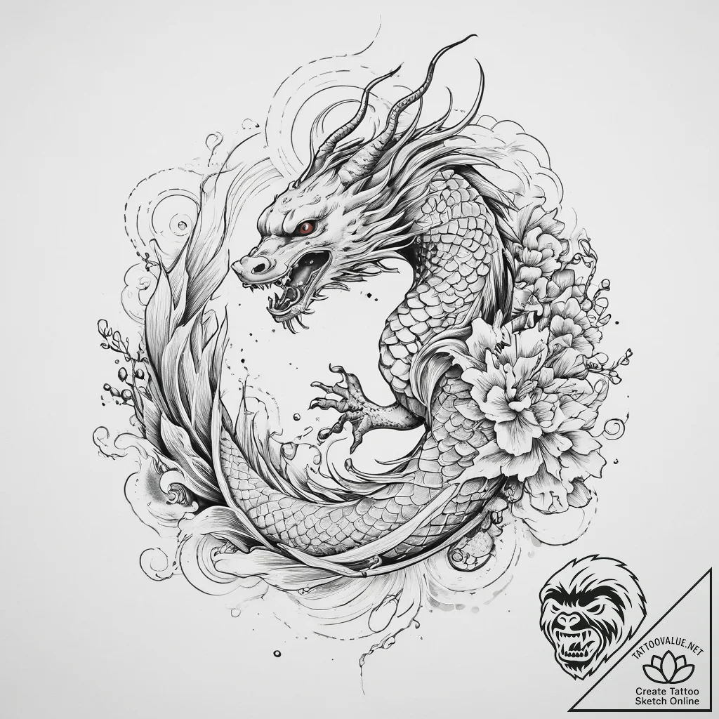 Tattoo sketch cosmic tide, concept art for ta... - tattoo sketch (№1755826900_0, 22.08.2025 01:41) — tattoovalue.net