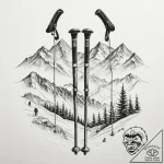 Tattoo sketch skiing ski poles and snow-cover… – tattoo sketch (№1755828103_0, 22.08.2025 02:01) — tattoovalue.net