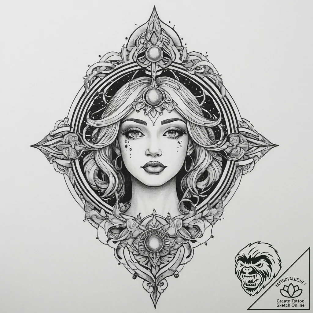 Tattoo sketch blessed universe, artistic tatt... - tattoo sketch (№1755828706_0, 22.08.2025 02:11) — tattoovalue.net