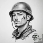 Tattoo sketch soldier with a pencil – tattoo sketch (№1755831521_0, 22.08.2025 02:58) — tattoovalue.net