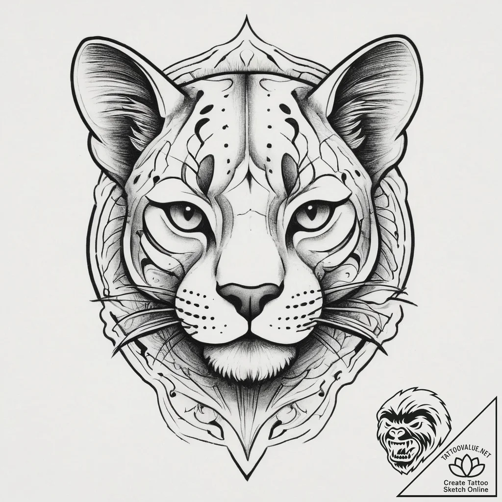 Tattoo sketch puma, concept art for tattoo, o... - tattoo sketch (№1755833331_0, 22.08.2025 03:28) — tattoovalue.net