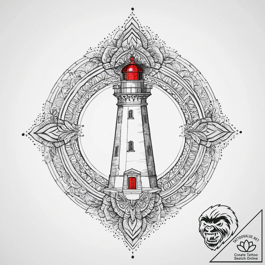Tattoo sketch lighthouse, tattoo line art, bl... - tattoo sketch (№1755833530_0, 22.08.2025 03:32) — tattoovalue.net