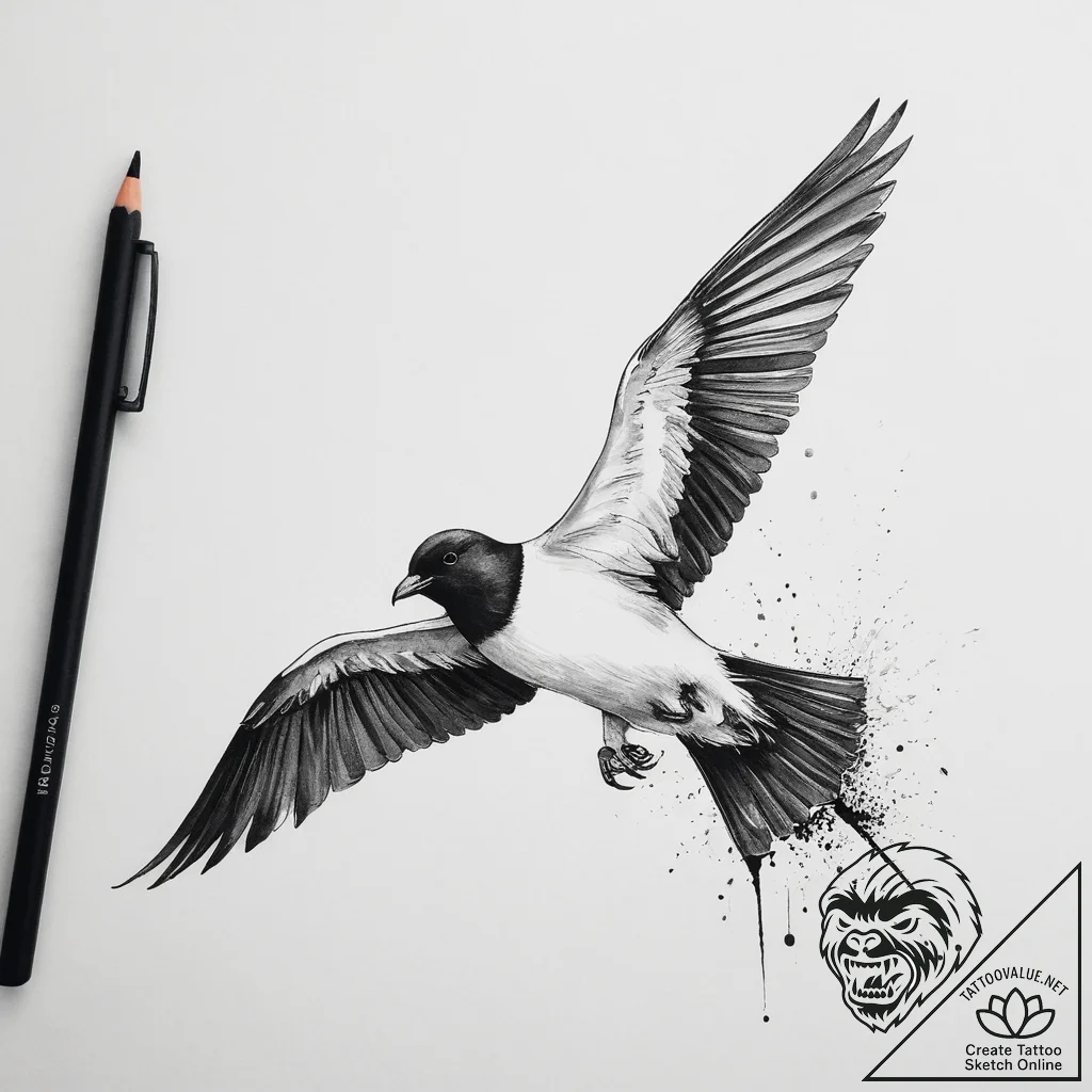 Tattoo sketch storm-petrel, tattoo line art,... - tattoo sketch (№1755833729_0, 22.08.2025 03:35) — tattoovalue.net